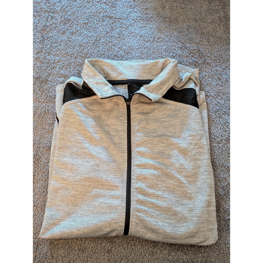 Champion Athletic Full-Zip Jacket Grey/White Micro-Stripe Mesh Panels XXL